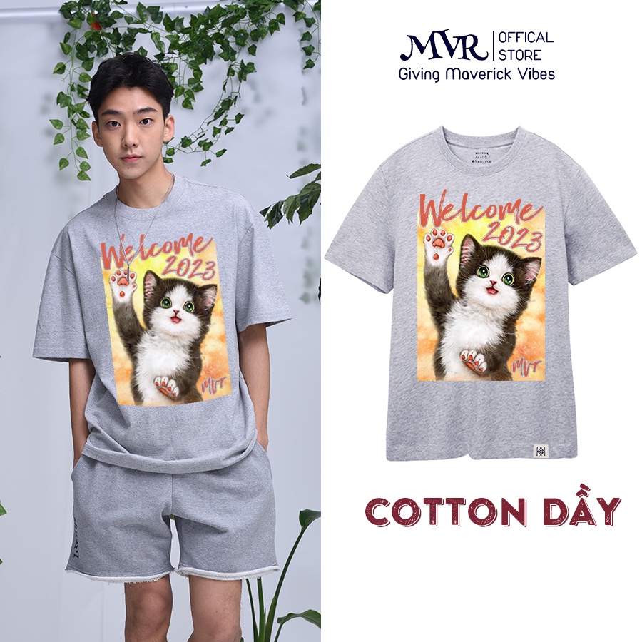 Áo thun unisex nam nữ gia đình mèo quý mão Tết 2023 ao phông đẹp phôm rộng tay lỡ phong cách Hàn mới MVR TT1428