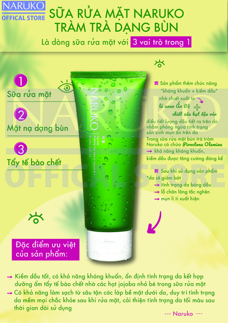 Sữa rửa mặt dạng bùn Naruko trà tràm Tea Tree Purifying Clay Mask and Cleanser in 1 120 gr