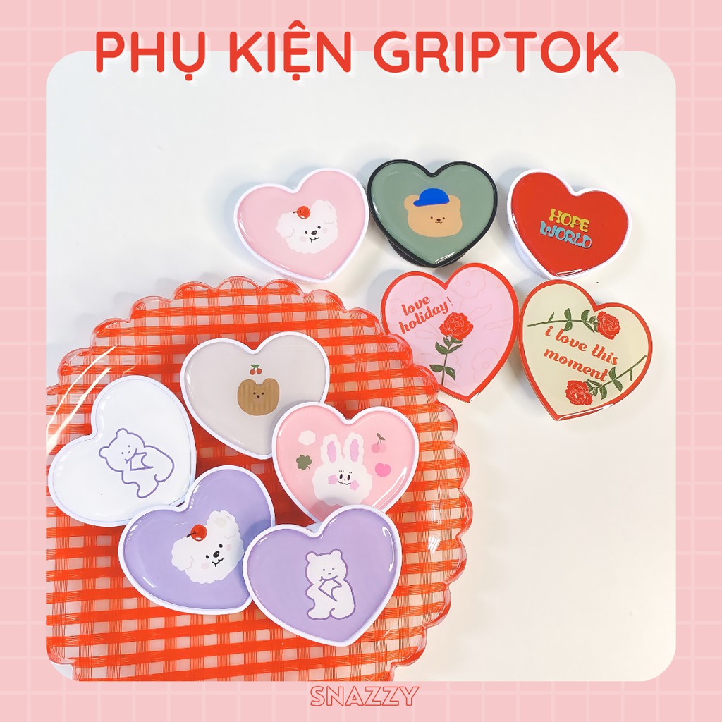 GRIPTOK/POPSOCKET /GIÁ ĐỠ ĐIỆN THOẠI TRÁI TIM PHONG CÁCH HÀN QUỐC
