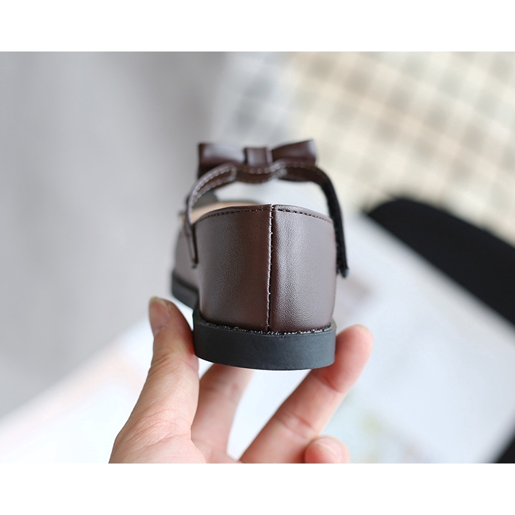 Giày da mềm đính nơ xinh xắn cho bé gái 2-6 tuổi