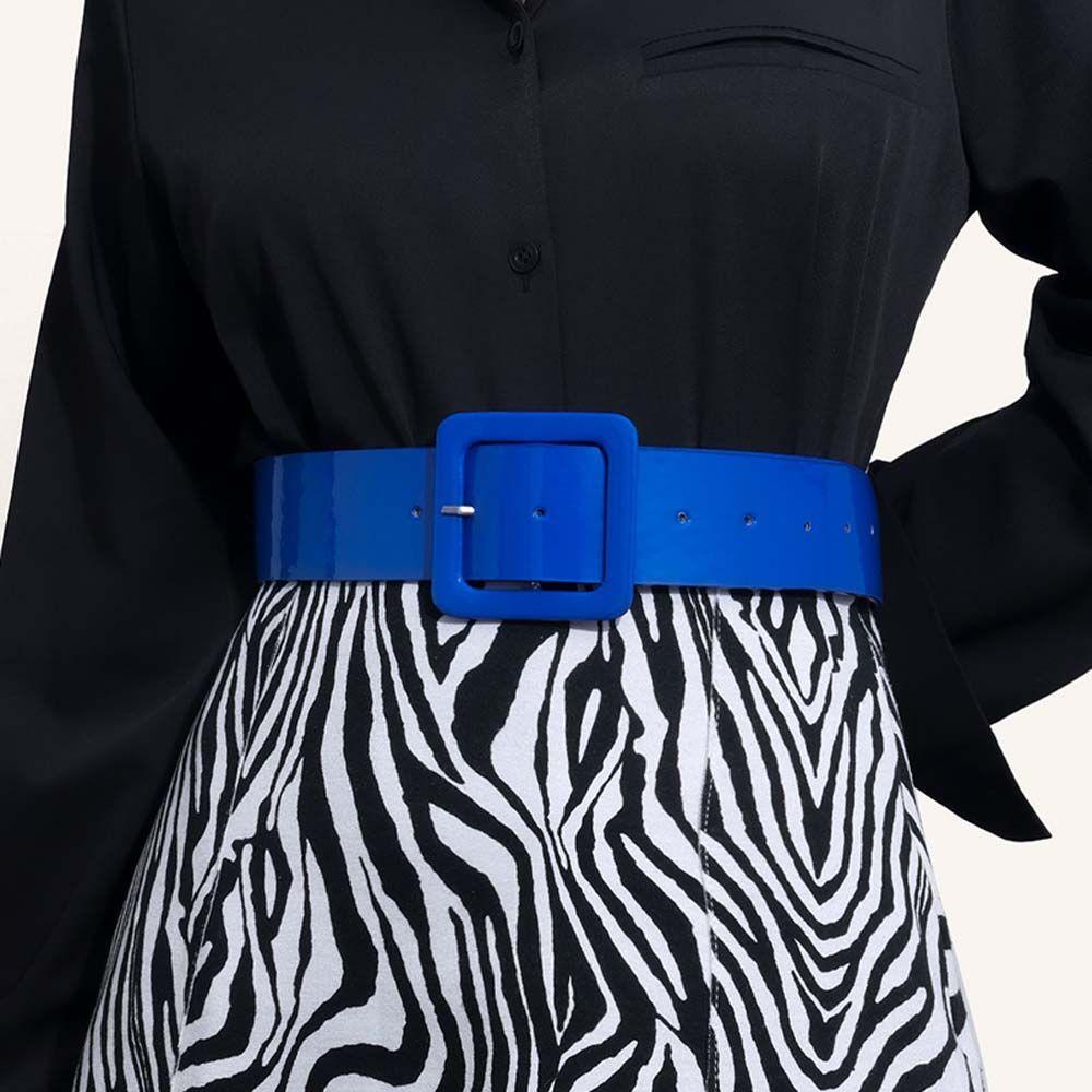 RALPH Simple Dress Waistband Personality Metal Buckle Waist Strap PU Leather Belt Square Buckle Sweater Clothing Accessories Adjustable Skirt Coat Decorations Coat Women Waistbands/Multicolor