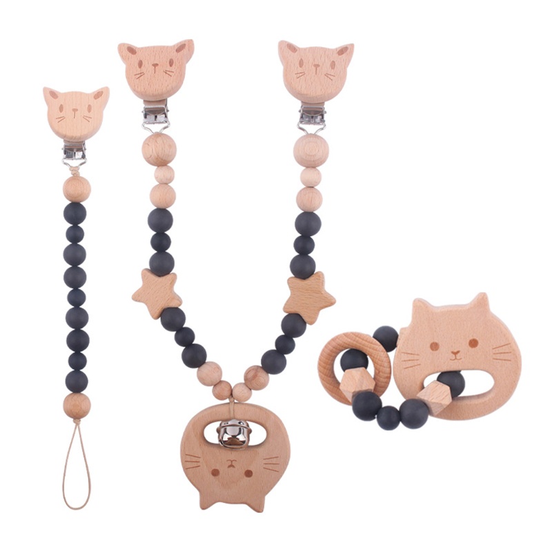 Set 3 Vòng Tay Chuỗi Hạt Silicon Đeo Xe Đẩy Em Bé Mới