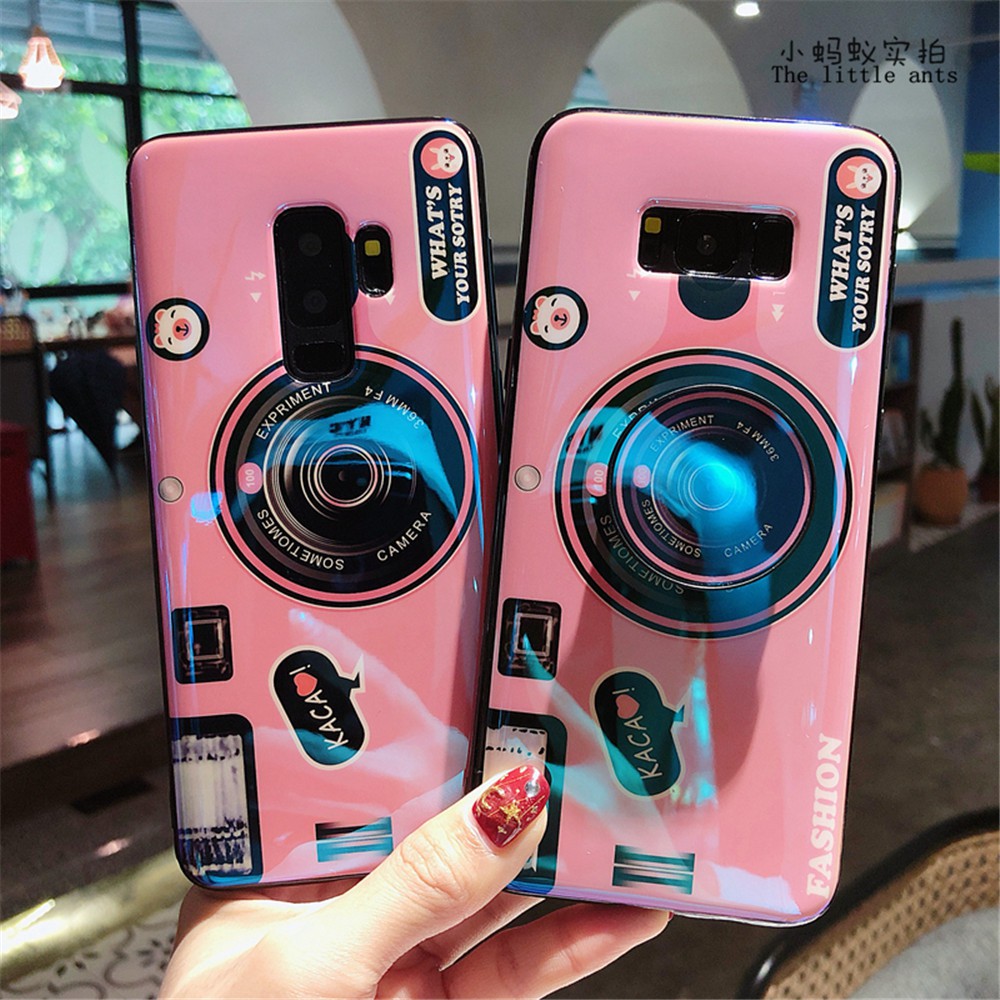 Ốp điện thoại cho Samsung S8 S9 S10 Plus S7 edge A9 A7 2018 A8 A6 Plus A5 A7 2017 J4 J6 J8 J4 Plus có đế đỡ máy ảnh