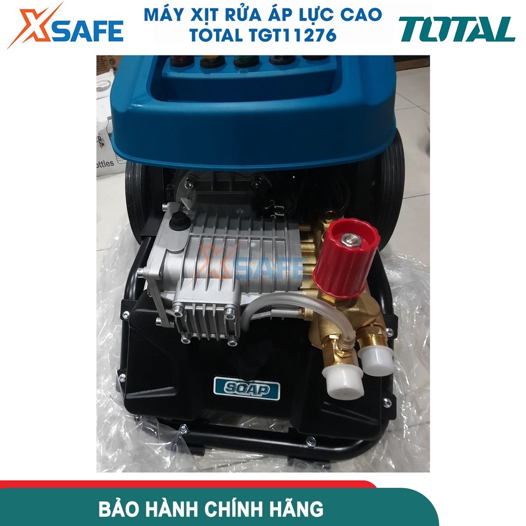 Máy xịt rửa TOTAL TGT11276 3000W dùng cho ngành công nghiệp, áp suất tối đa 130Bar, kèm nhiều phụ kiện tiện lợi