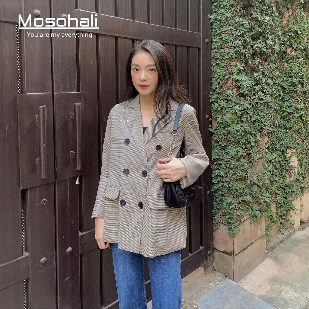 Áo vest nữ, áo Blazer nữ kẻ caro kết hợp quần jean quần bò nữ  phong cách cơ bản trẻ trung năng động thiết kế MOSOHALI