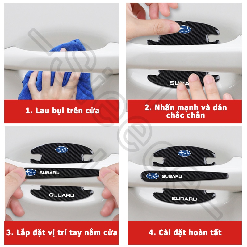 Sieece MiếNg DáN Tay NắM CửA Ô Tô Sợi Carbon MiếNg DáN HõM CửA Ô Tô MiếNg DáN ChốNg Va ĐậP CửA Miếng Dán Bảo Vệ Viền Cửa Dán Xe Cho Subaru Forester Outback XV Impreza WRX STI Levorg BRZ