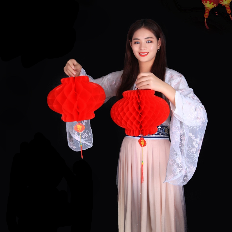 Lồng đèn tổ ong đỏ truyền thống Trung Quốc chống nước dành cho treo trang trí tiệc sinh nhật năm mới