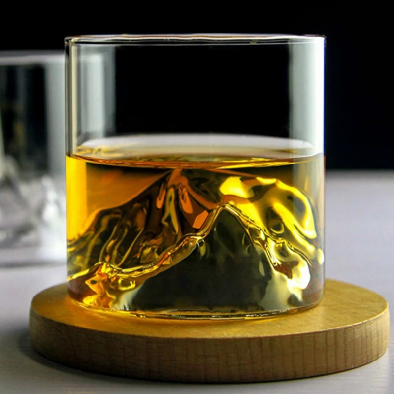Ly rượu whiskey bằng thủy tinh hình dãy núi 3D phong cách Nhật Bản