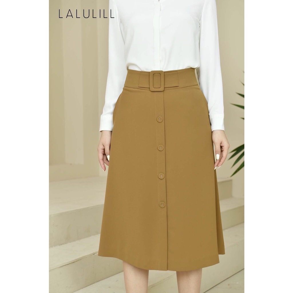 LALULILL - Chân váy dáng A hàng khuy bọc