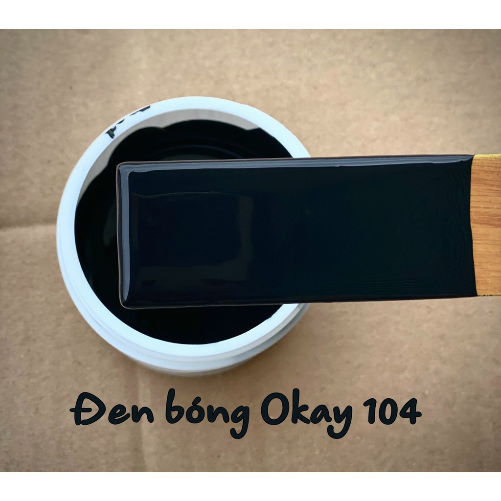 Sơn chậu kiểng hệ nước ngoài trời Okay màu Đen bóng 104 (Siêu bóng) 1Kg