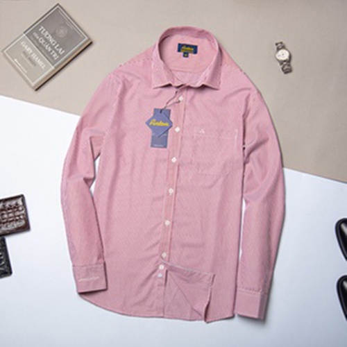 Áo Sơ Mi Nam Công Sở Trung Niên Anton Somianton Dài Tay Kẻ Đỏ Nhỏ Vải Cotton – XAC153