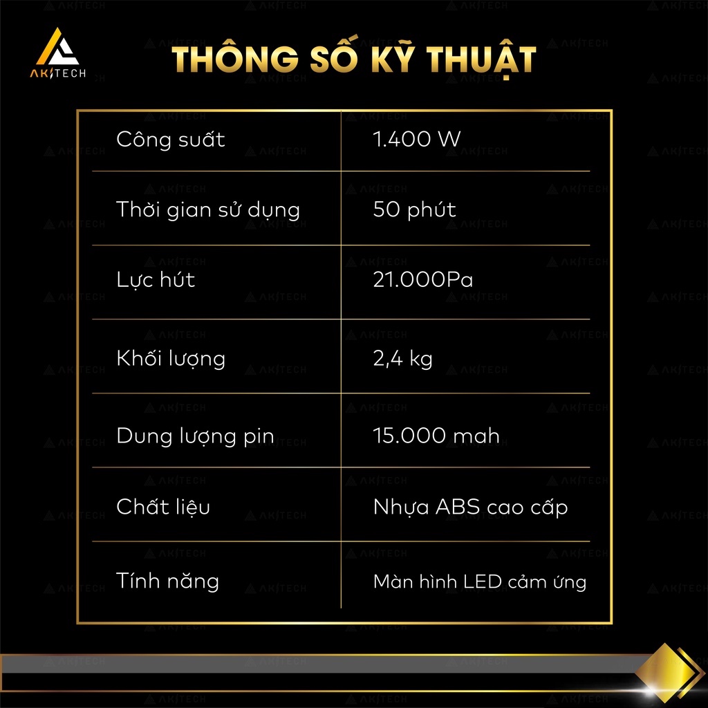 Máy hút bụi lau nhà không dây cầm tay AKI SONIC PRO vừa lau vừa hút nhà cửa, giường nệm, xe hơi công suất 21000PA