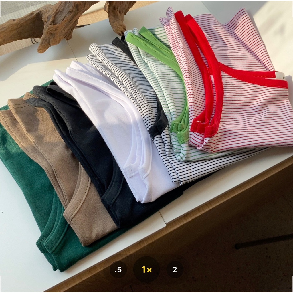 Áo croptop sát nách kẻ sọc màu sắc trẻ trung ngọt ngào 44282