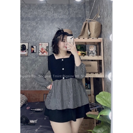 Áo Babydoll Phối Caro Bigsize 65-90kg