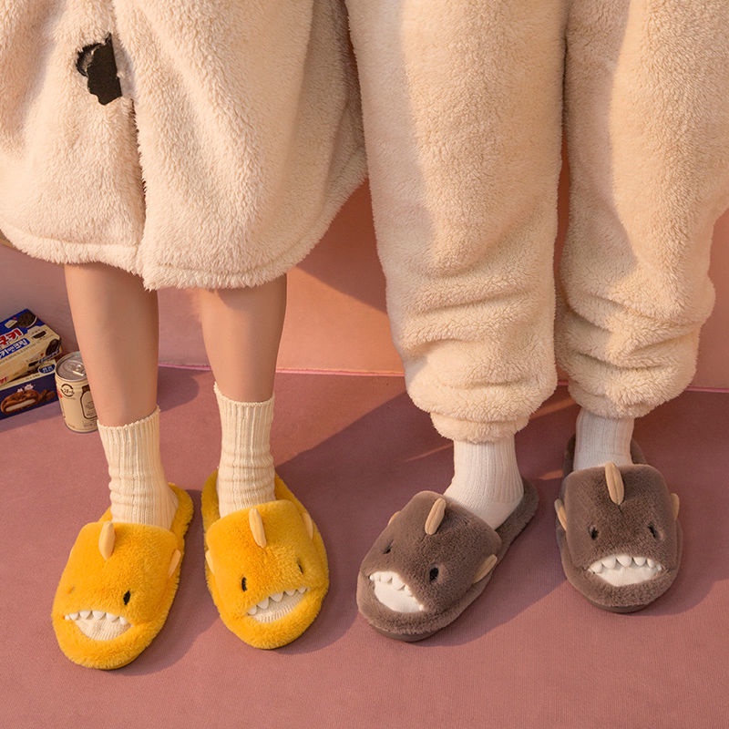 Dép Bông Đi Trong Nhà Chống Trượt Hình Cá Mập Hoạt Hình Phong Cách Hàn Quốc