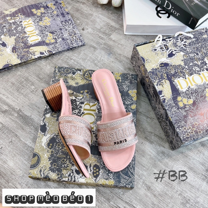 Guốc cd quai đá ngang gót vuông fullbox