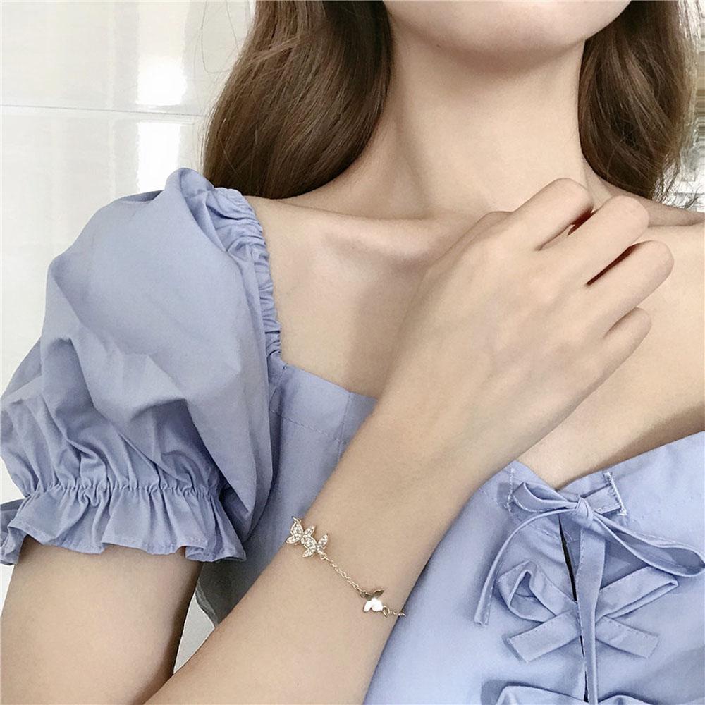 Vòng Tay Hình Bướm Phong Cách Thời Trang FALLFORBEAUTY|Vòng Tay Đính Đá Nhiều Màu Sắc Lấp Lánh