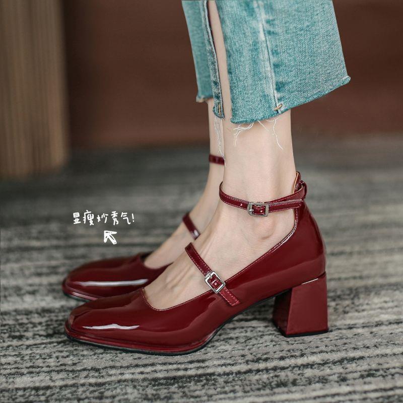 Fxso Giày Mary Jane Gót Dày Vừa Mũi Vuông Phong Cách retro Cá Tính Mùa Xuân Thu Dành Cho Bạn Nữ