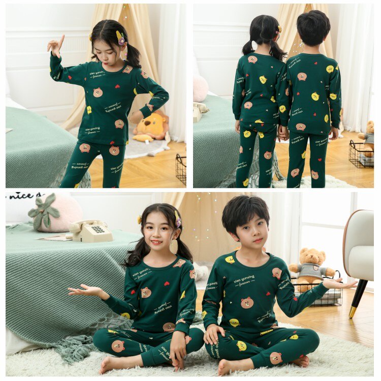 Set đồ ngủ 2 mảnh thời trang thu đông cho bé 2-13 tuổi phong cách 2021