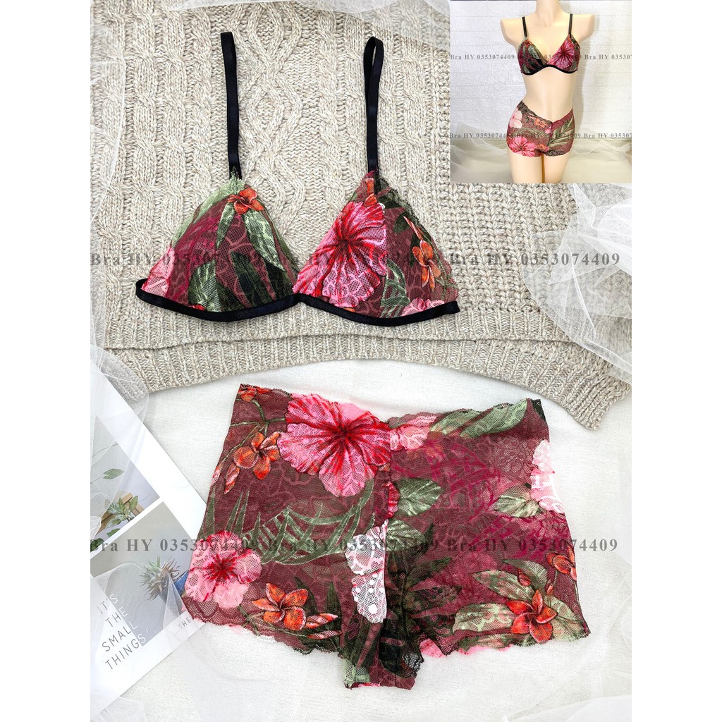 Đồ lót nữ sexy dáng đùi vải ren cao cấp thoáng khí nguyên set gồm áo + quần (hình thật 100%) BRAHY 018