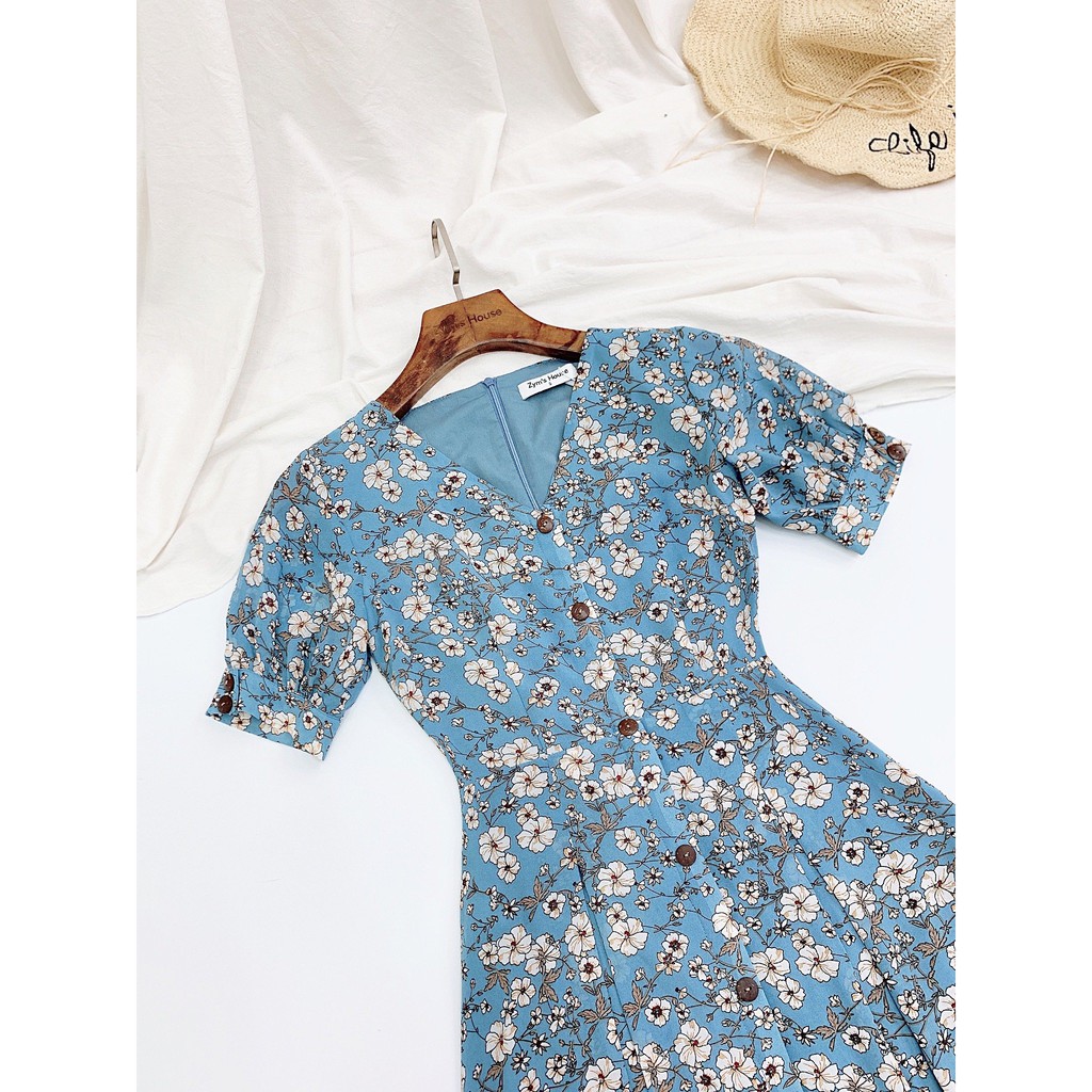 Váy hoa cổ V cúc giữa Zym’s House - LT120 | BigBuy360 - bigbuy360.vn