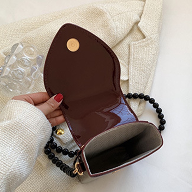 IELGY Túi Đeo Chéo Da Bóng Hình Vuông Nhỏ Đơn Giản Dành Cho Nữ