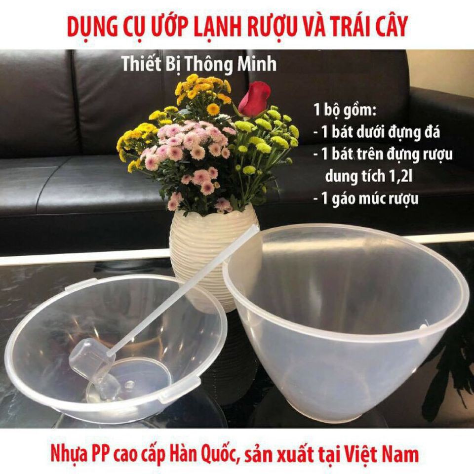 BỘ BÁT ĐỰNG RƯỢU - DỤNG CỤ ƯỚP LẠNH RƯỢU KÈM GÁO MÚC CÓ SẴN