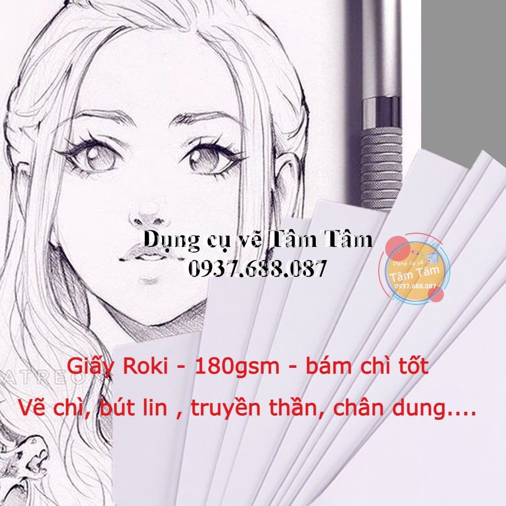 [ TÂM TÂM ]-Giấy vẽ chì , truyền thần , bút line - roki 180gsm  [  ]