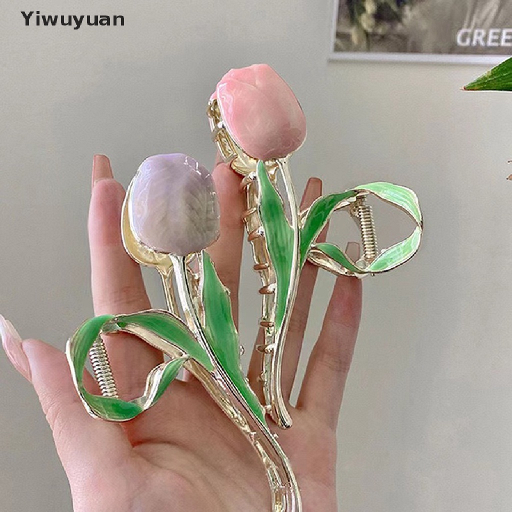 < Yiwuyuan > Kẹp Tóc Hoa Tulip / Cá Mập Phong Cách Vintage Ngọt Ngào Cho Nữ
