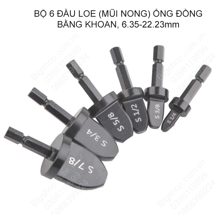 Bộ 6 đầu loe-nong ống đồng điều hòa, Kích thước D6-22mm, dùng nối ống đồng nhanh và tiện dụng