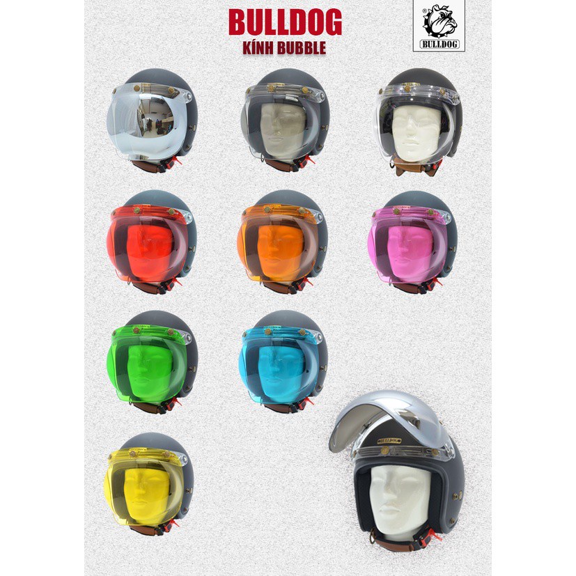 Kính Bulldog Bubble - Gắn Nón Bulldog 3/4
