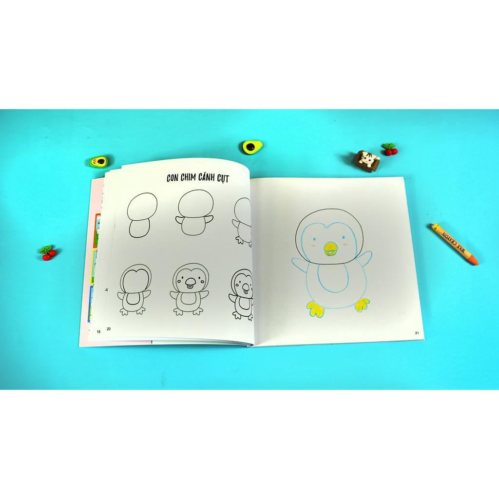 Sách - Draw Kawaii in 5 simple steps - Vẽ theo phong cách Kawaii với 5 bước đơn giản cho trẻ từ 3 tuổi - Đinh Tị Books