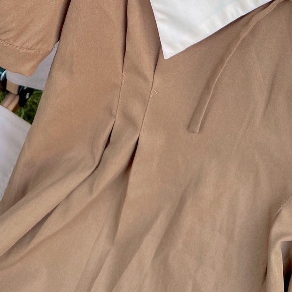 Váy cổ nơ tay bồng chất liệu kaki Hàn cao cấp VNS03 hai màu be, nâu vintage YAME