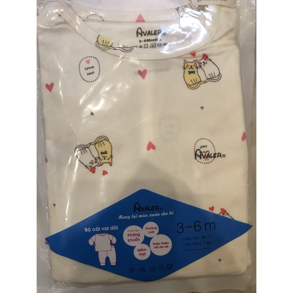 Bộ dài tay cài vai Avaler cho bé từ 3-9m