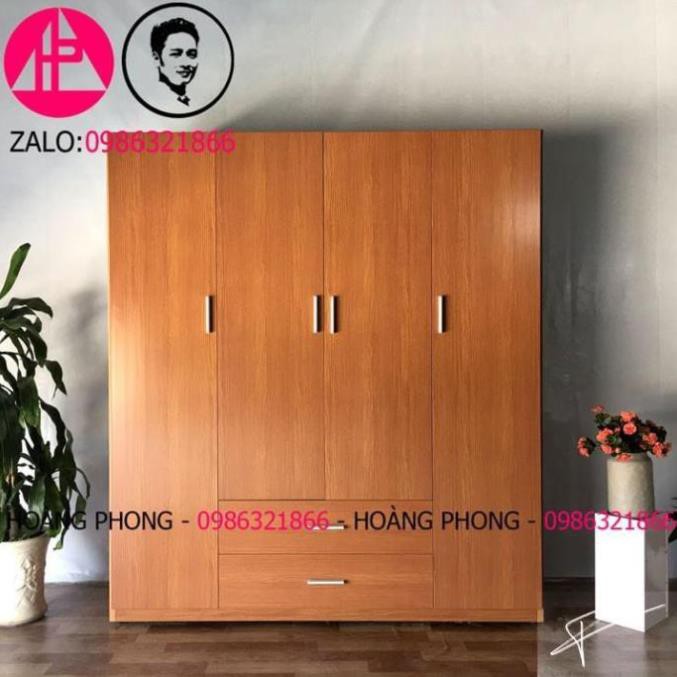 Tủ quần áo 4 cánh mãu gỗ đỏ - Tủ nhựa đài loan cao cấp (1m62 x 1m85) Miễn phí vận chuyển Bảo hành 2 năm tại nhà