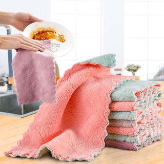 Khăn lau chén đĩa nhà bếp bằng sợi vải siêu nhỏ siêu thấm hút không dính dầu tiện lợi 16cm x thumbnail