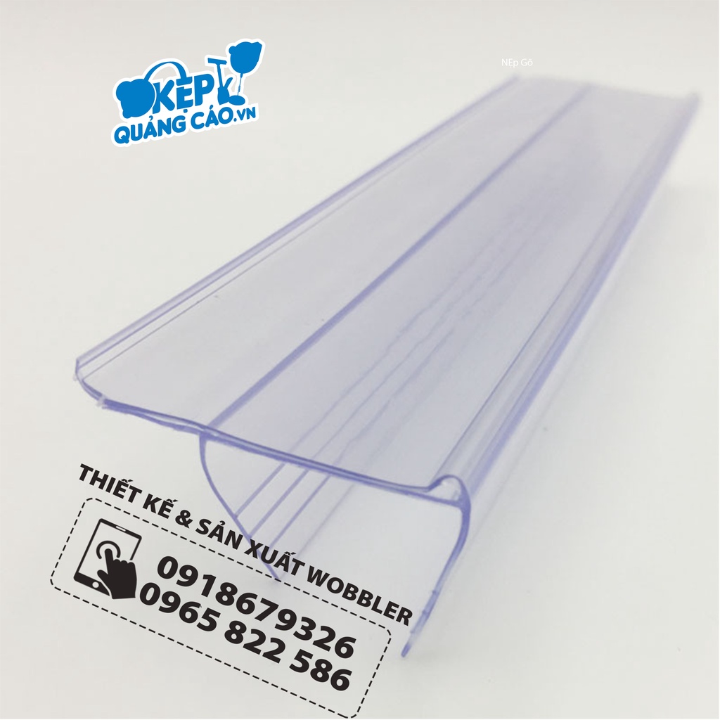 Nẹp nhựa siêu thị dài. Kẹp giá kệ gỗ, Kẹp gỗ chân 2.5 - 3cm - LH 0918679326