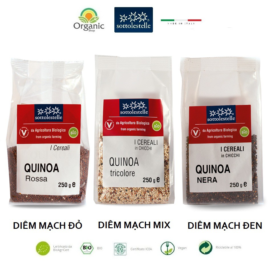 Hạt Diêm Mạch Quinoa 3 Màu Hữu Cơ Sottolestelle