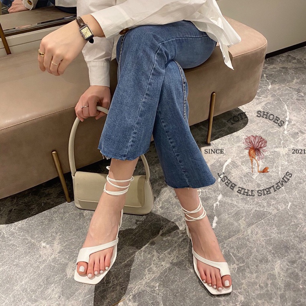 SANDAL NỮ XỎ NGÓN TOTIIESHOES - GIÀY SANNDAL CAO GÓT XỎ NGÓN ĐẾ VUÔNG CỘT DÂY CHIẾN BINH S2107030 G2204230