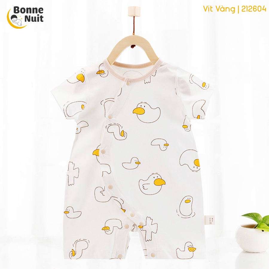Bodysuit tay ngắn Hunibear cho bé  100% cotton thông hơi thoáng mát ngày hè