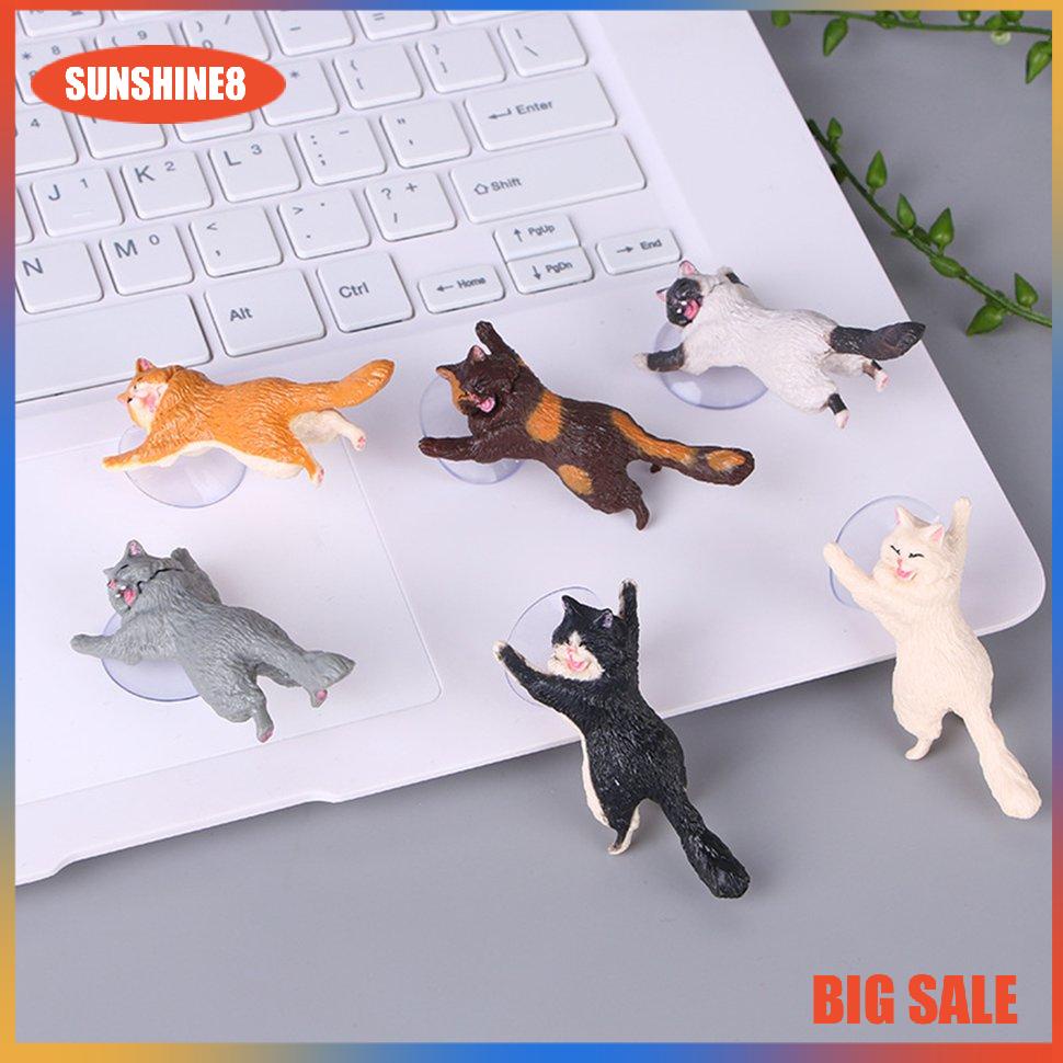 【SUN】Dễ thương Cat hỗ trợ nhựa Giá đỡ điện thoại di động Chân đế Sucker Giá đỡ điện thoại thông minh
