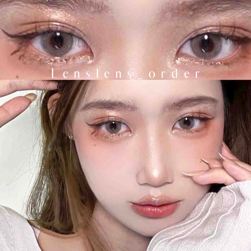 Lens Mắt Kính Áp Tròng Xám Tây Ánh Nhũ Đủ Độ Cận