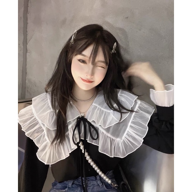 Áo sơ mi nữ cổ bèo ulzzang xinh xắn phong cách tiểu thư