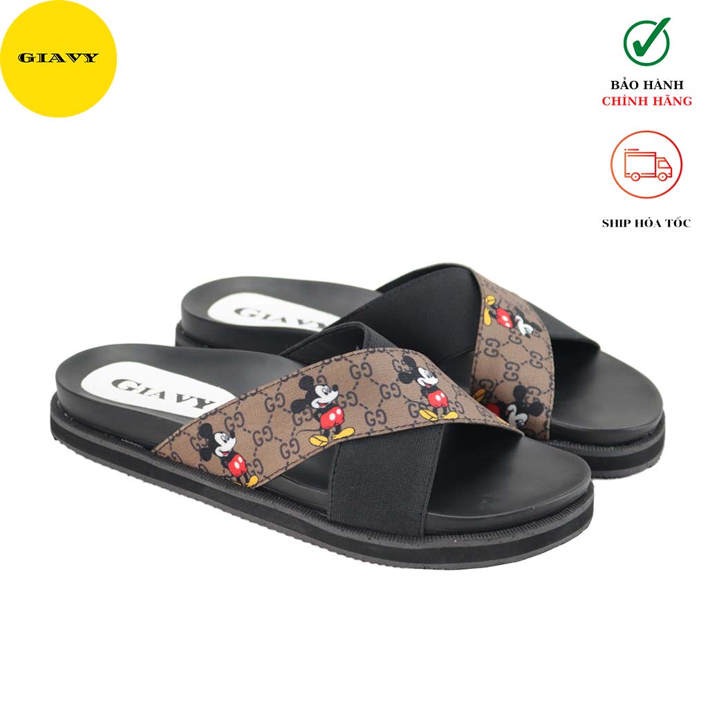 Dép nữ quai chéo họa tiết Mickey xinh xắn (đế cao ~3p) A115 - GIAVY