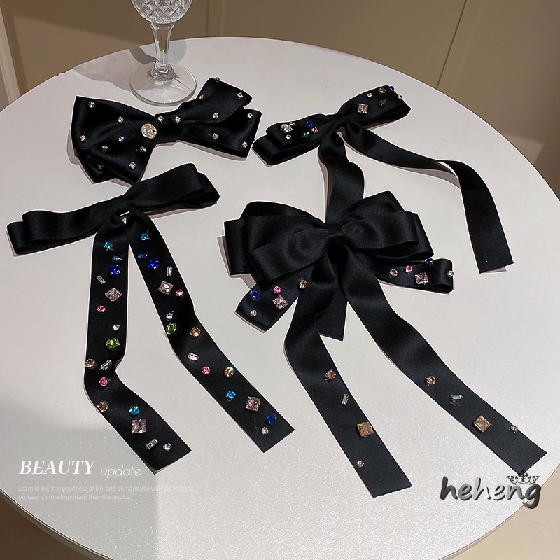Kẹp Tóc Hình Nơ Đính Đá Tua Rua Nhiều Màu Sắc Phong Cách Hàn Quốc