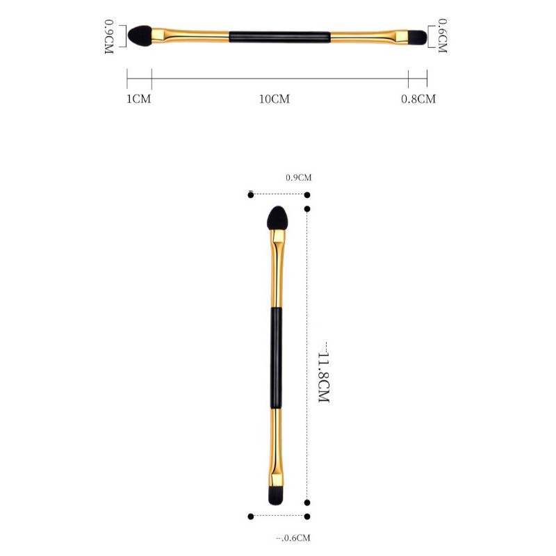 🥑 Cọ Đánh Phấn Mắt 2 Đầu Đen Vàng Siêu Tiện Lợi - C3T2