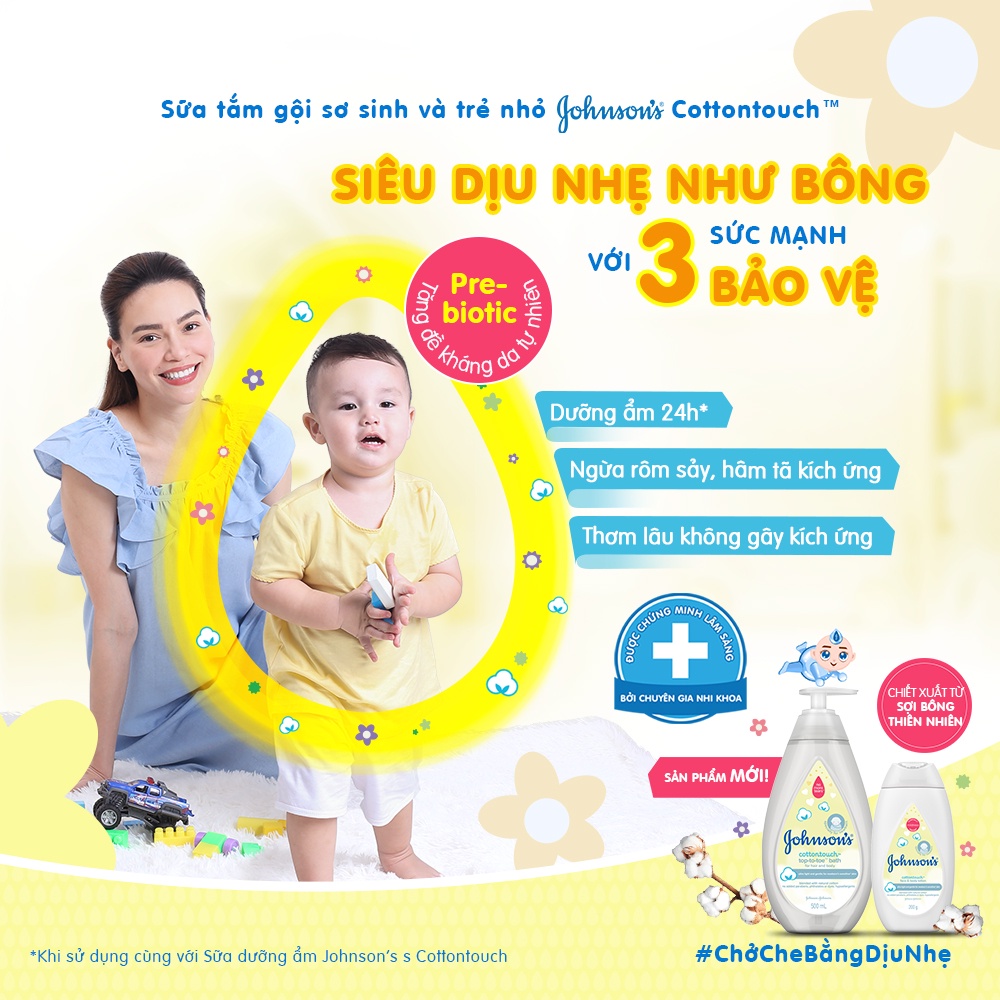 Sữa tắm gội toàn thân mềm mịn Johnson' baby bath Cotton touch 500ml (MỚI) - 100977934