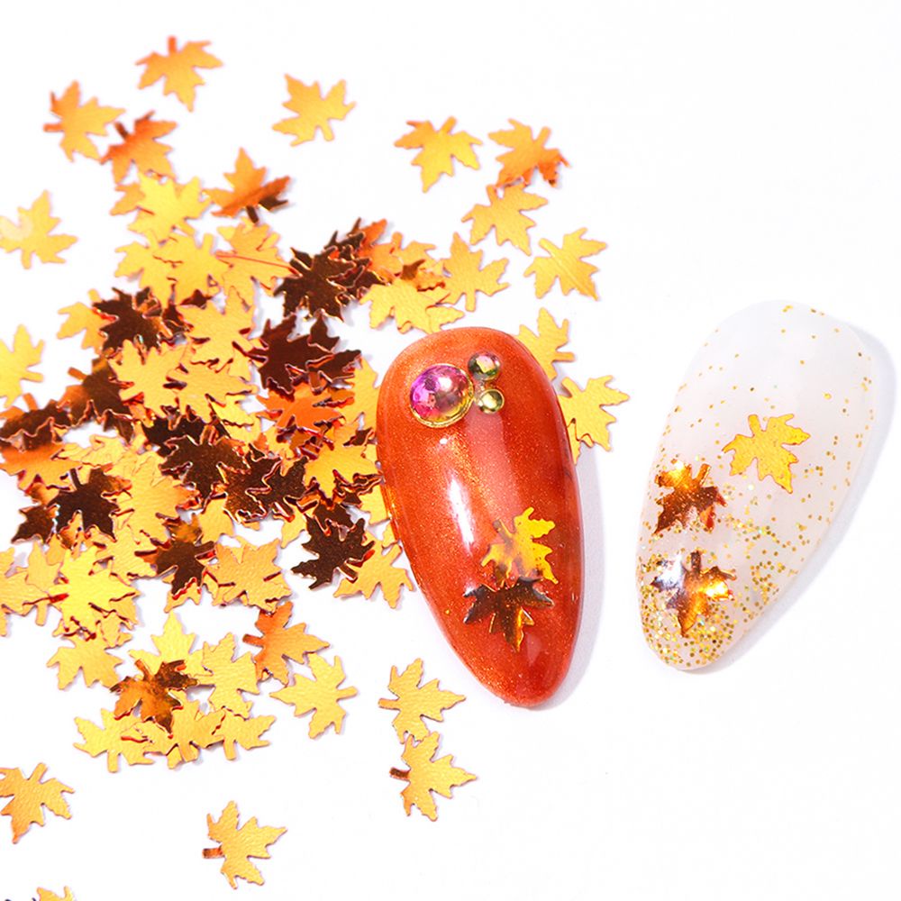 Hộp Kim Tuyến Lá Phong 3D Lấp Lánh Trang Trí Móng Tay Nghệ Thuật