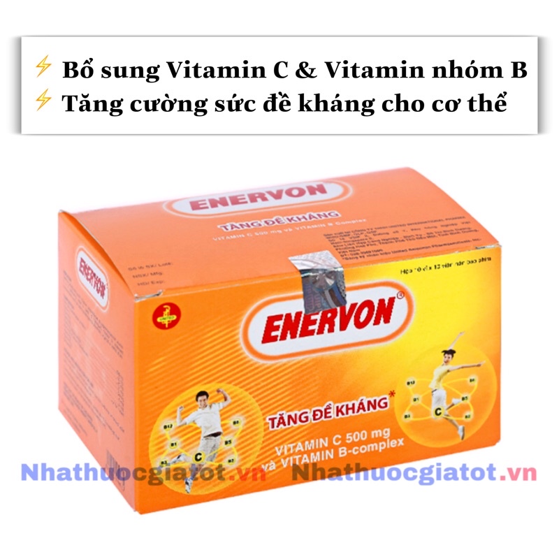 [Chính hãng] ENERVON C Với Vitamin C Và Vitamin B Complex Hỗ Trợ Tăng Cường Sức Đề Kháng Cho Cơ Thể Hộp 100 Viên