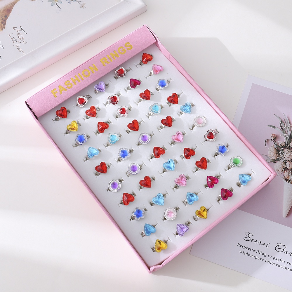 Bộ 50 Nhẫn Hoạt Hình Có Thể Điều Chỉnh Kích Cỡ Cho Bé Gái